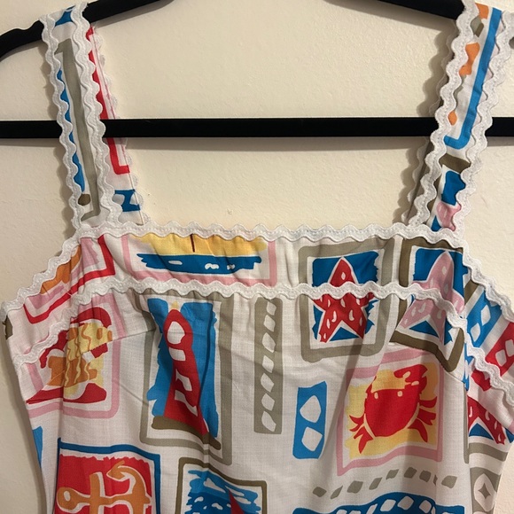 Commense White Maxi Dress with Multicolor Tropical Block Print - Picture 3 of 4